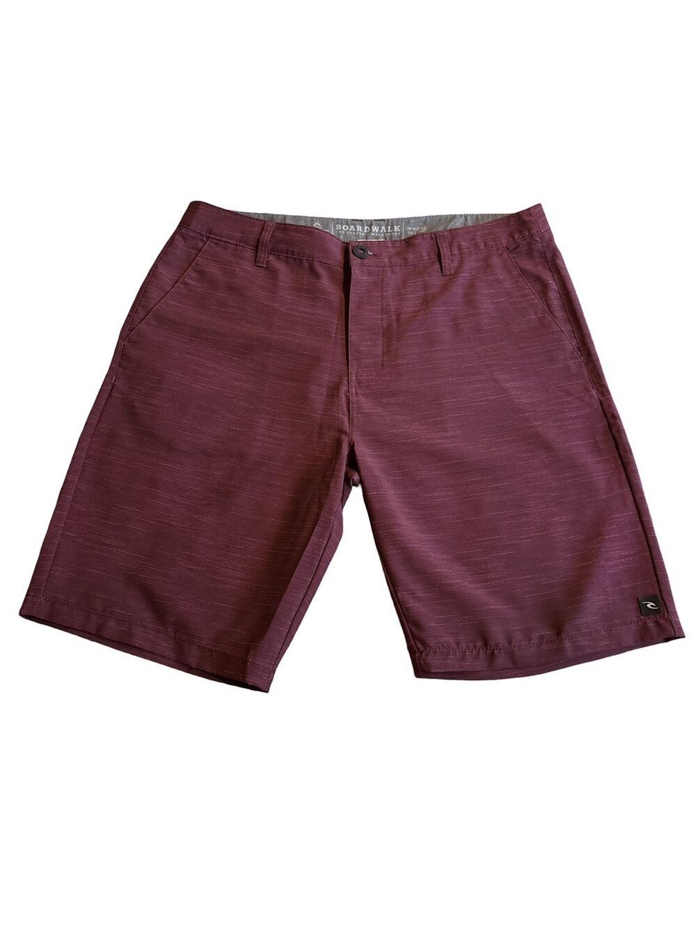 Polyester Casual Flat Front Maroon Shorts 36